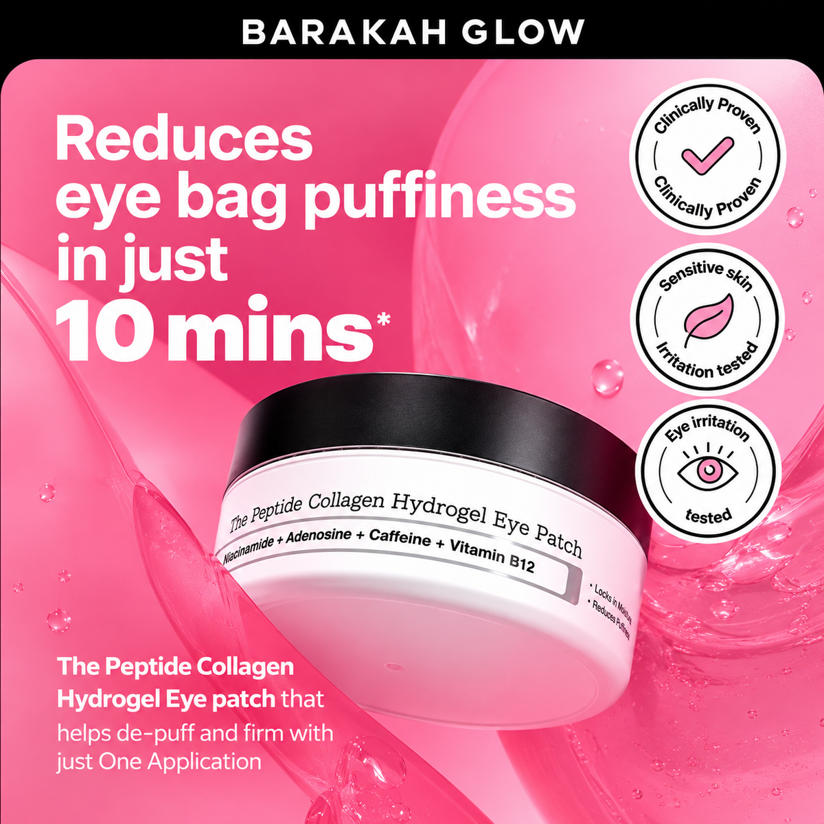 Barakah Glow™ Peptide Hydrogel Eye Patches (pink)