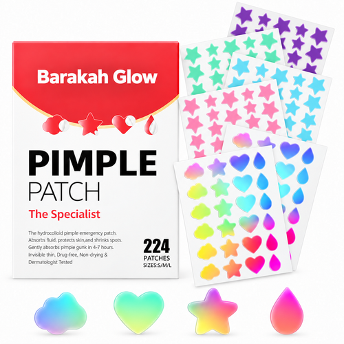 Barakah Glow™ Star and Heart Hydrocolloid Pimple Patches